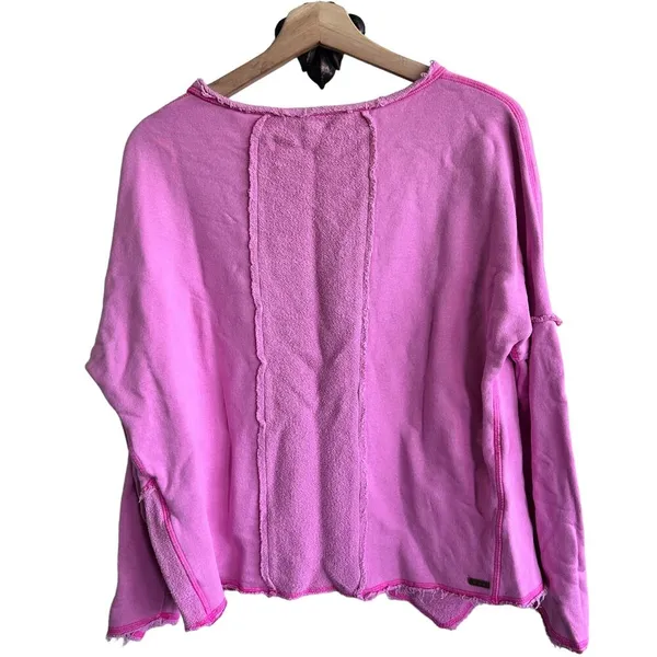 ALALA Revolve Cypher Distressed Sweatshirt Pink Pullover Small - Image 2
