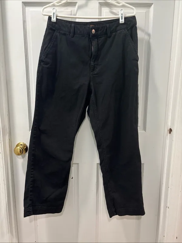 Quince Women’s Organic Stretch Cotton Twill Straight Leg Cropped Pant 10 Black - Image 3