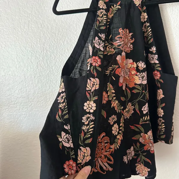 Free People Emily Printed Floral Halter Tank Top Black Size XS - Image 4