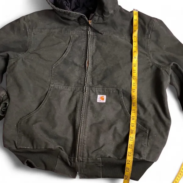 Carhartt Mens J244 MOS Canvas Full Zip Jacket Quilted Lining Insulated Green Sz L - Image 4