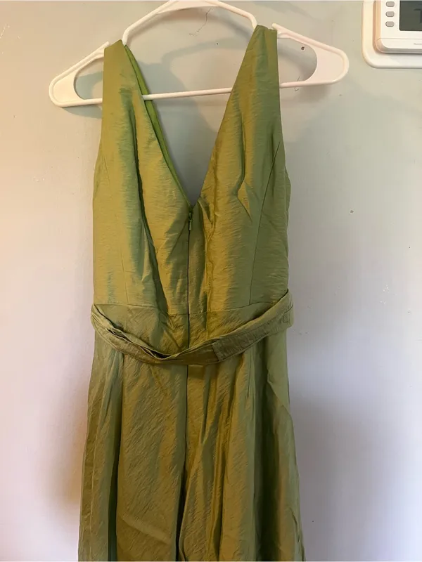 Wtoo Light Green V-Neck Maxi Dress with Waist Tie - Image 4