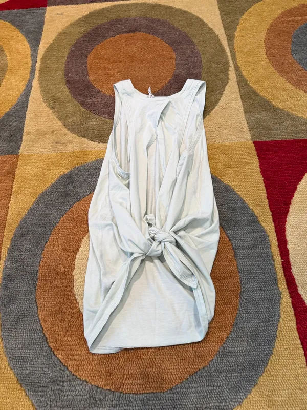 Lululemon All Tied Up Tank Top Tie Back Pima Cotton Mint Green Size 6 - Image 9