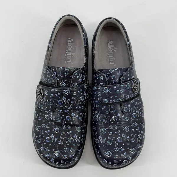 Alegria Floral Leather Comfort Shoes Hook Loop Strap Womens EU 41‎ - Image 2