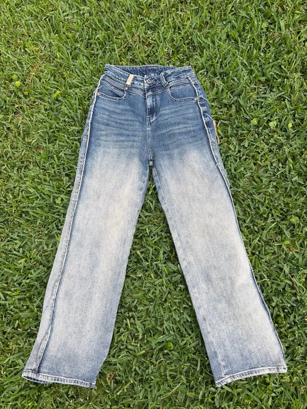 Obey Straight Leg Raw Hem Side Seam Jeans Women’s Size 24 Y2K Skater Denim - Image 2