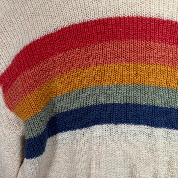 American Eagle Medium Sweater Rainbow Stripe Cropped Balloon Sleeve Oversized - Image 6