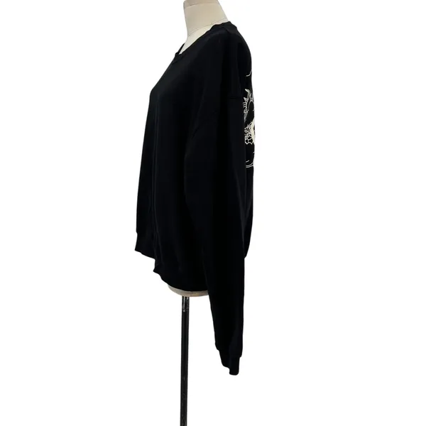 Good American Boyfriend Pullover Sweatshirt Leo Zodiac‎ Sign Black Size 3 Large - Image 7