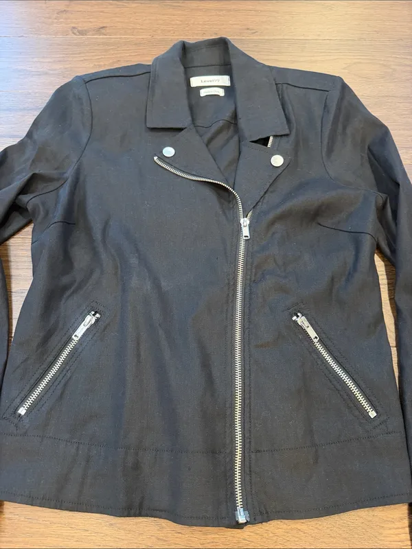 Level 99 Black Asymmetric Zip Moto Jacket Small - C69-022 - Image 3