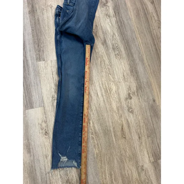 Good‎ American High Rise Straight Leg Blue Jeans Raw Hem Women's Size 2/26 - Image 7