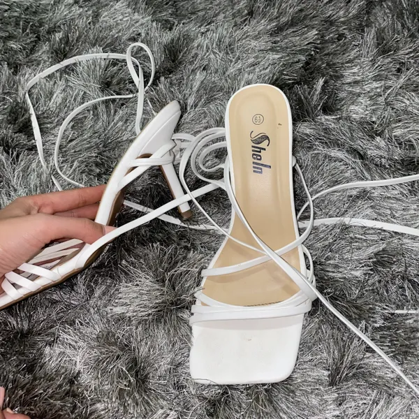 White Lace Up Heels Size 6.5 - Image 2