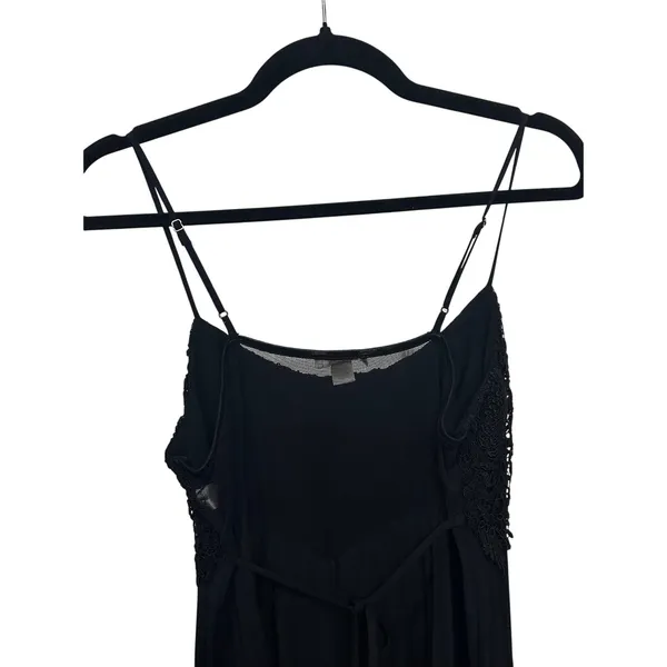 Flora Black Lace Bodice Slip Dress Witchy Whimsigoth Dark Romantic Womens Medium - Image 11