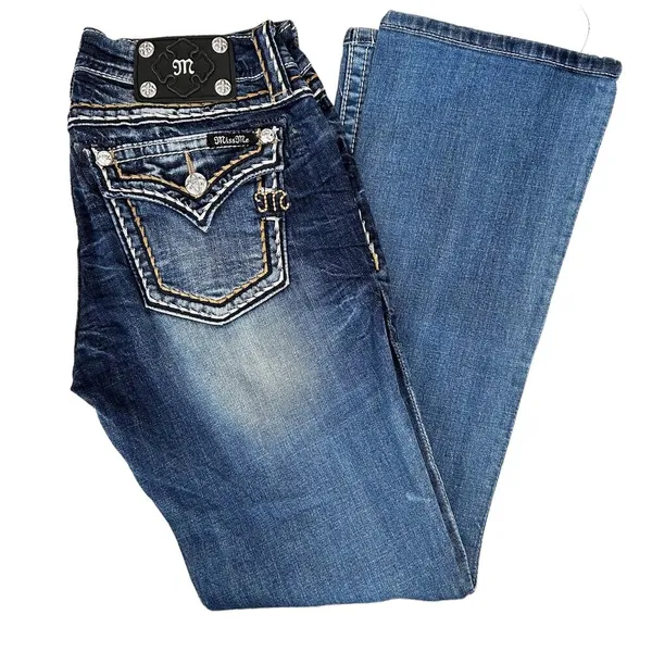 Miss Me Signature Boot Cut Flap Pocket Jeans Sz 28 - Image 9