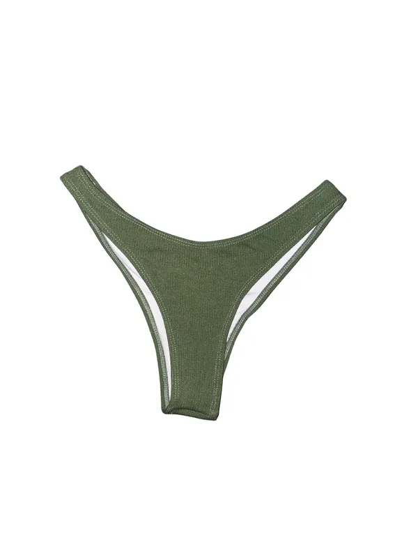 Zaful Army Green Ribbed Ruffle Bikini Set - Image 5