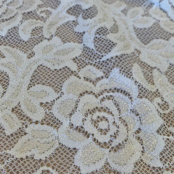 Kate Hill Women’s Small Dressy Cream Semi-Sheer Lace Top with Sheer 3/4 Sleeves - Image 5