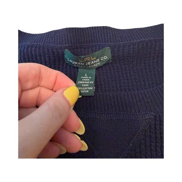 Lauren Jeans Co Ralph Lauren Woman's L Striped Waffle Knit Sweater Preppy Vtg - Image 2