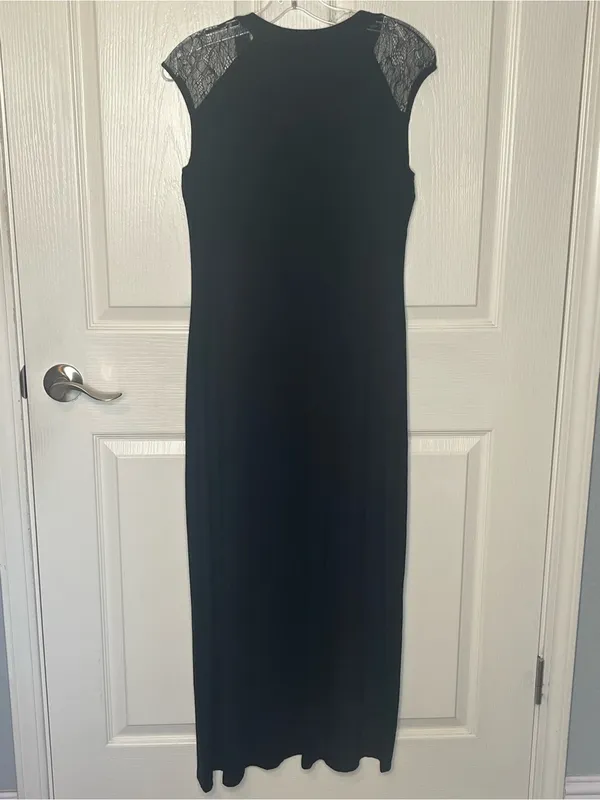 Cache Black Lace Shoulder Maxi Dress Sz 4 - Image 8