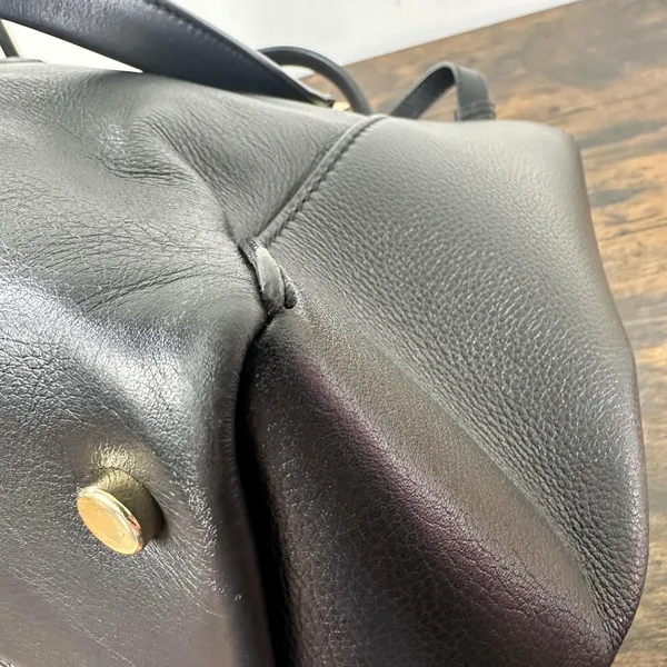 Jimmy Choo Satchel Bag Womens Large Black Leather Top Handle Work Purse Italy - Image 9