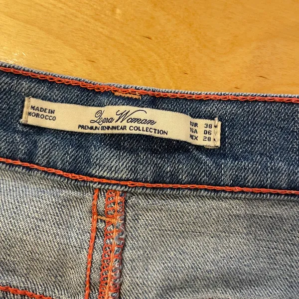 Zara Woman Distressed Denim Mini‎ Skirt Blue Button Fly Casual Festivals Size 38 - Image 4