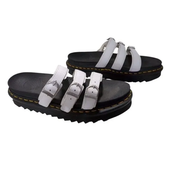 Dr Martens Blaire Slide White Black Platform Sandals Womens 10 Docs Summer - Image 4