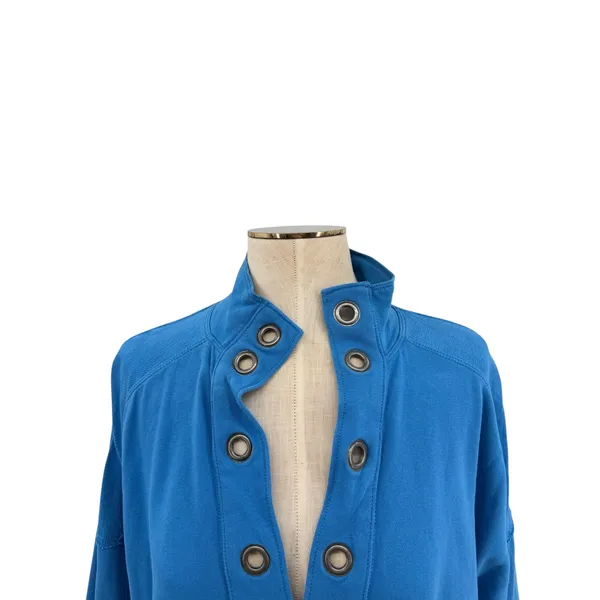Anthropologie‎ Pilcro Kamrie Popover Top Blue Grommet Pullover Sweatshirt Medium - Image 4