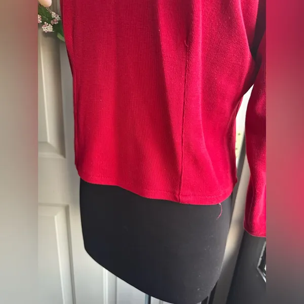 Vintage 90s Express Tricot red crop ribbed turtleneck, size small - Image 5