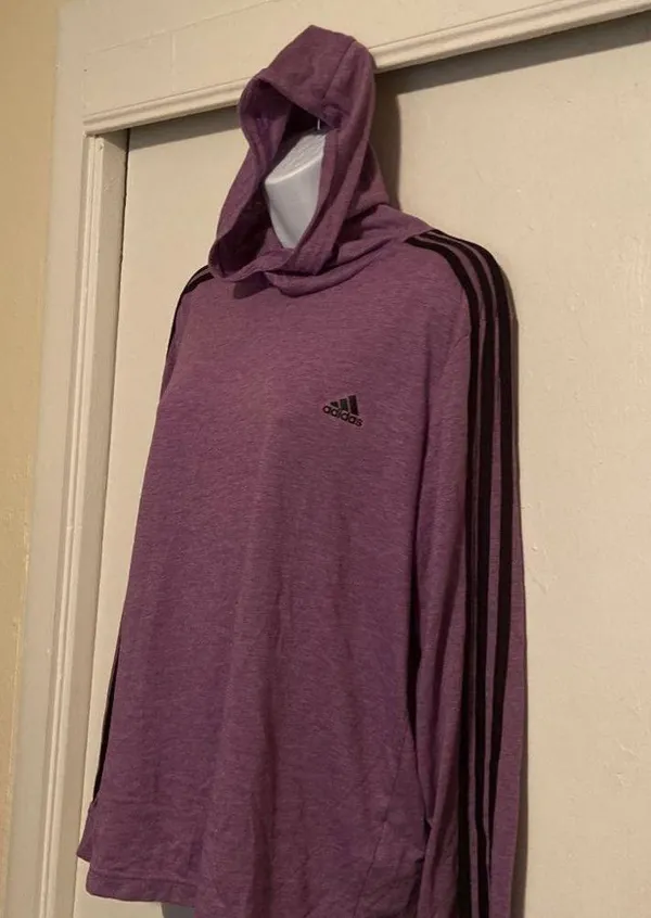 Adidas Purple Climalite Hooded Long Sleeve Shirt - Image 2