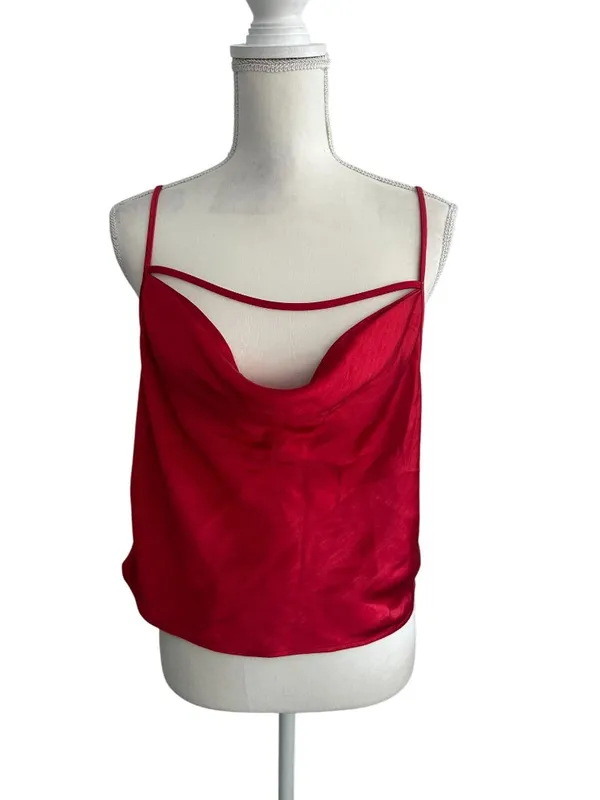 LOVERS AND FRIENDS Red Draped Tank Top Blouse Size Medium - Image 6