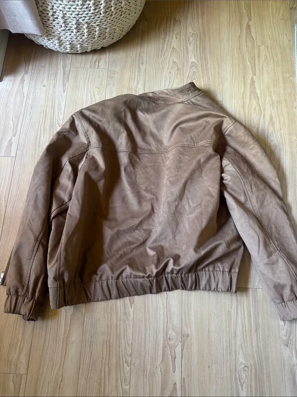 Zara Tan Suede-Feel Bomber Jacket - Image 3