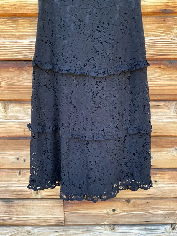 Black Size 6 Lace Sleeveless Tiered Ruffle Midi Dress - Image 7