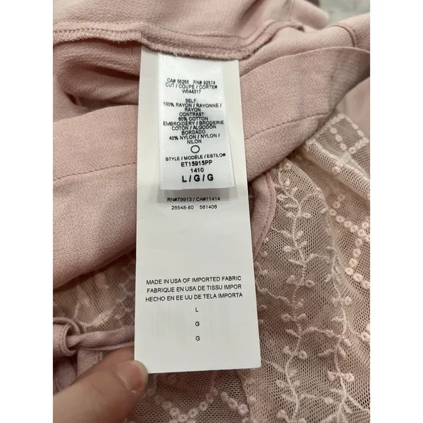 ELLA MOSS For Pea in the Pod Lace‎ Top Shirt Pink Womens Maternity Large L Blush - Image 4