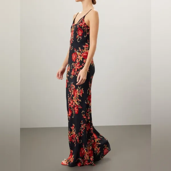Reformation Parma Maxi Dress in Black with Roses - Image 2