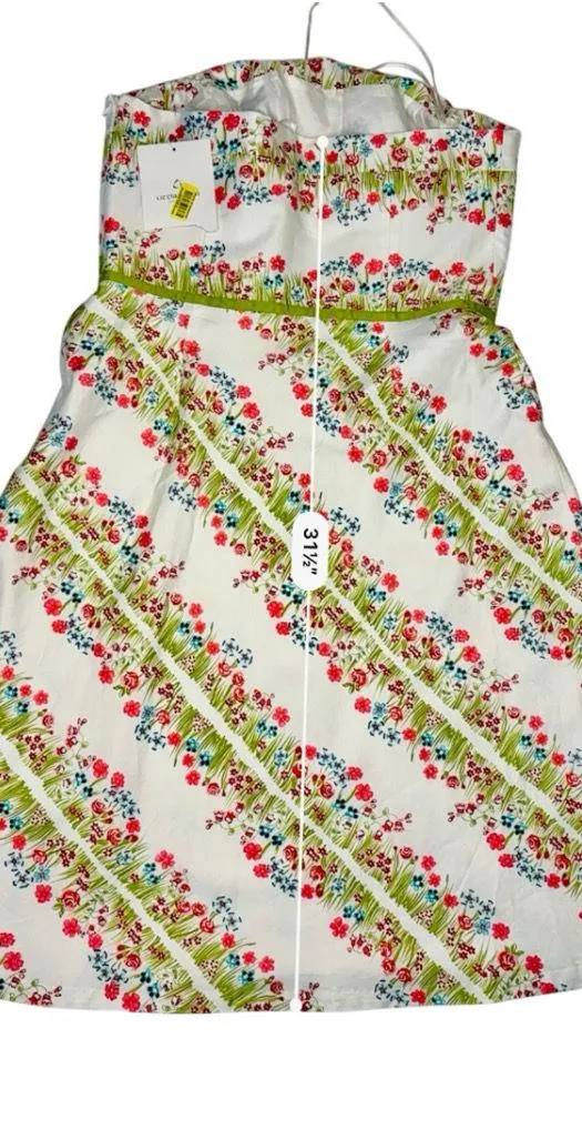 Liz Claiborne Spring Parade Strapless A-line Dress 10 White Floral Cottage NWT - Image 8