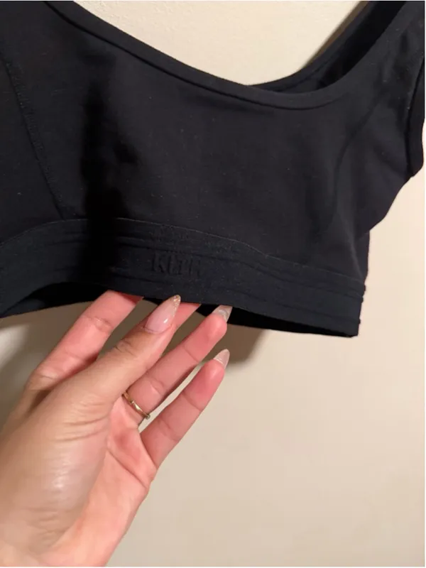 KITH Laila Double Scoop Black Sport Lounge Bra Logo Tape- Size Medium - Image 6