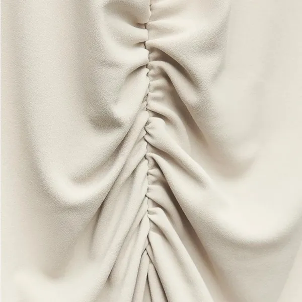 NEW Zara LONG Ruched Keyhole DRAPED HALTER Maxi DRESS Gown Size XS - Image 10