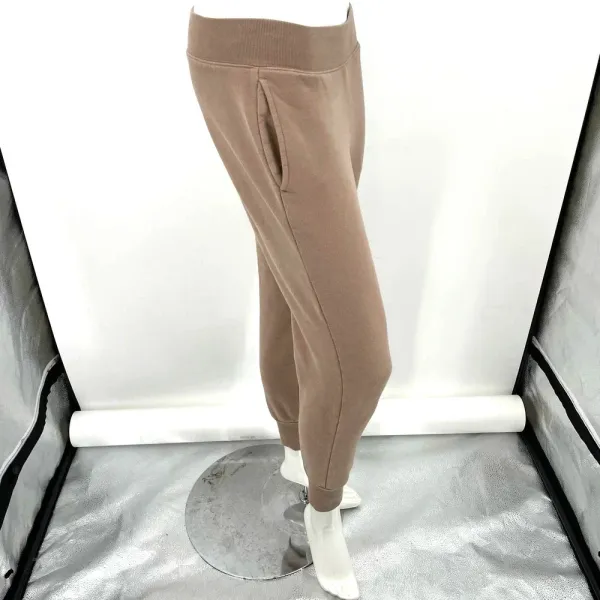 Aritzia Tna Cozy Fleece Boyfriend Cuffed‎ Sweatpants Joggers Tan Taupe Size 2XS - Image 4