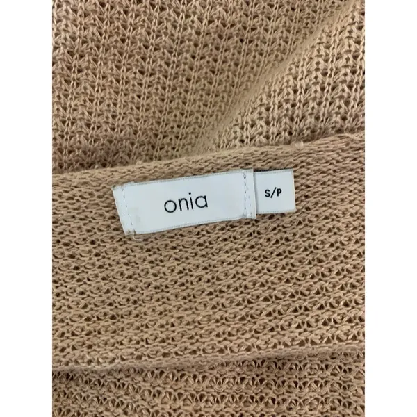 Onia Tan Open Knit Crochet Maxi Slip Sweater Dress Beach Resort Coastal Small - Image 4