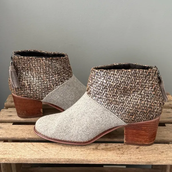 Toms Leila Wool‎ Felt Ankle Boots Size 8 A30 - Image 6