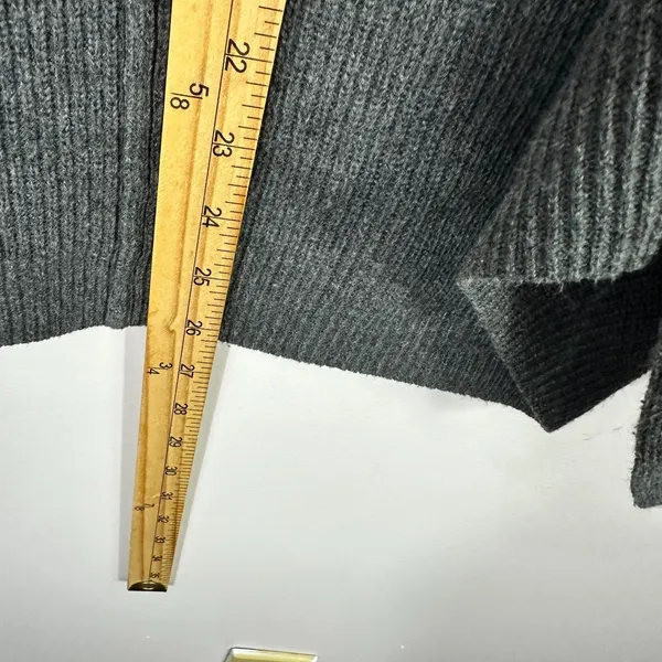 Talbots‎ Cardigan Sweater Womens Small Petite Gray Open Front Ribbed Knit Dolman - Image 5