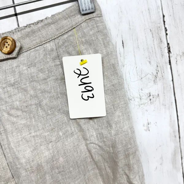 Lioness Pants Women Size Small Tan Linen Straight Leg Button‎ Zip Fly Cuffed - Image 9