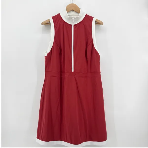 Aerie Pickletini Yasmin Zip Dress XXL Red White Sleeveless Pickleball Tennnis‎ - Image 3