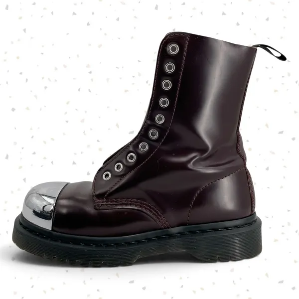 Dr. Martens Grasp Oxblood Red Boots Exposed Steel Toe Edgy Grunge Utility UK 5 - Image 3