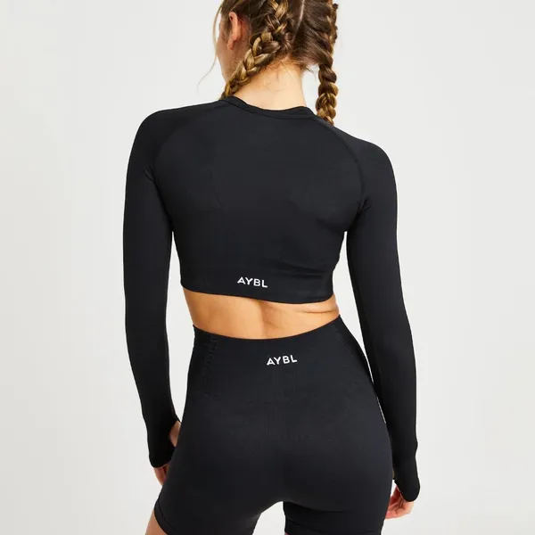 AYBL Black Long Sleeve Crop Top - Image 2