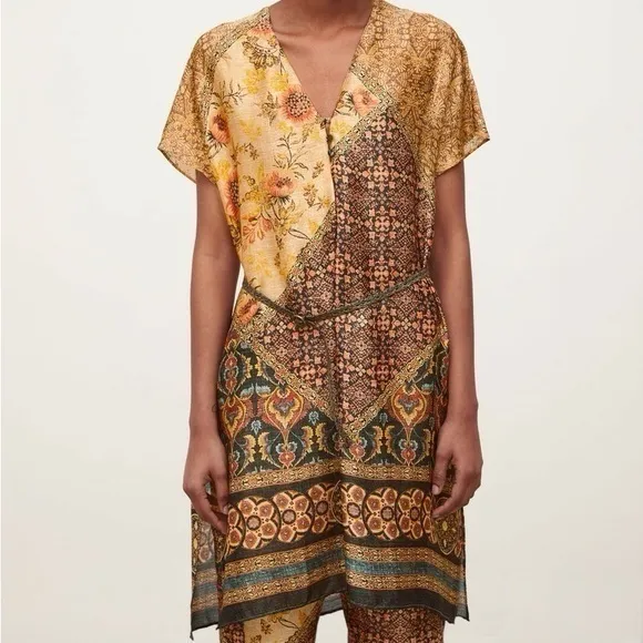 ZARA Women's Designer Bohemian Hippie Tunic Paisley Kaftan Belt - Image 9