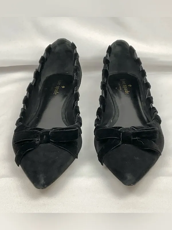 Kate Spade Ruffle Bow Flats Sz 8.5 Shoes Kalani Suede Pointed Toe - Image 9