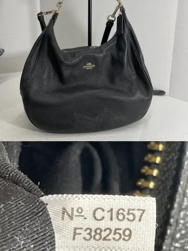 Coach Black Leather Shoulder Bag with Gold Hardware - Image 12