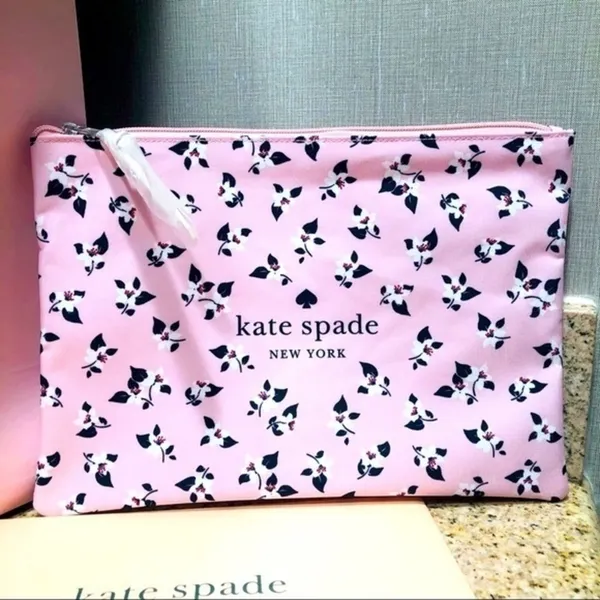 Kate Spade Pink Floral Cosmetic Pouch • Travel Makeup Bag • NWT - Image 2