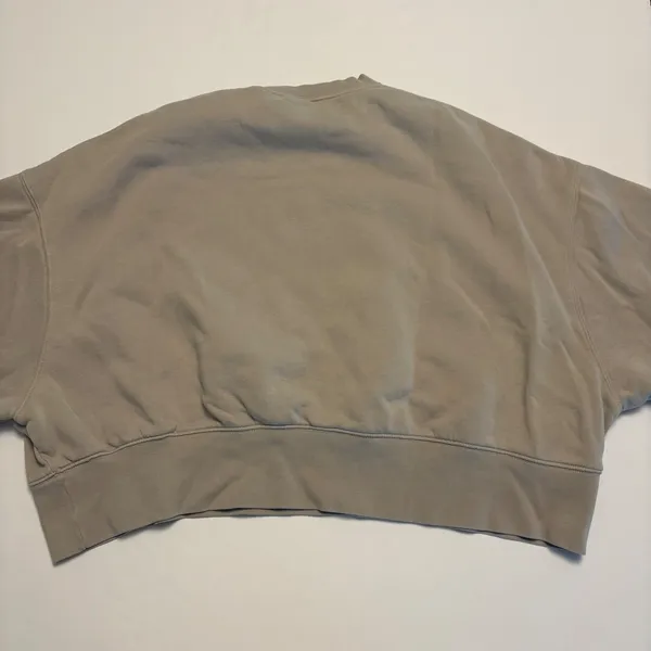 Nike Sweatshirt Womens Medium Taupe Oversized Cropped Embroidered Swoosh Fleece - Image 4