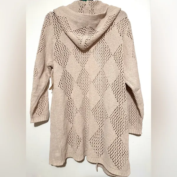 NWT Artelier Nicole Miller Open-Knit Hooded Cardigan 2XL - Image 2