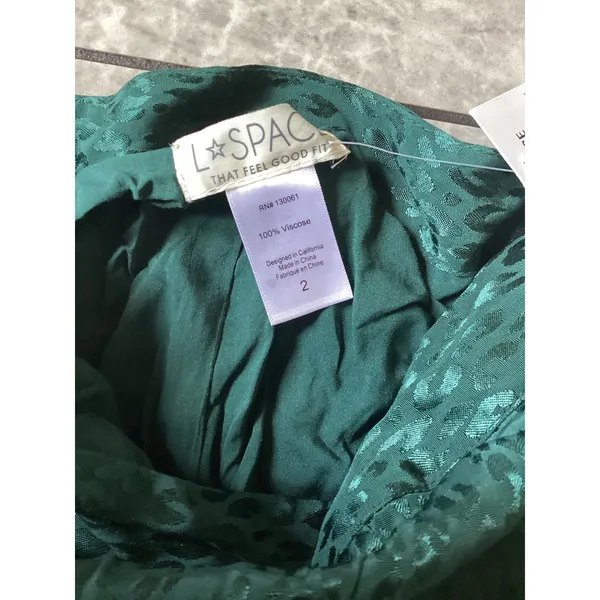 L*Space Harlow Pant Green Leopard Jacquard Wide Leg Viscose Trousers Size 2 NEW - Image 7