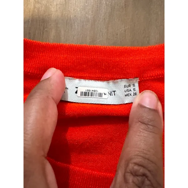ZARA‎ Knit Short Sleeve Crew Neck Sweater Top Red Size Small minimalist normcore - Image 4