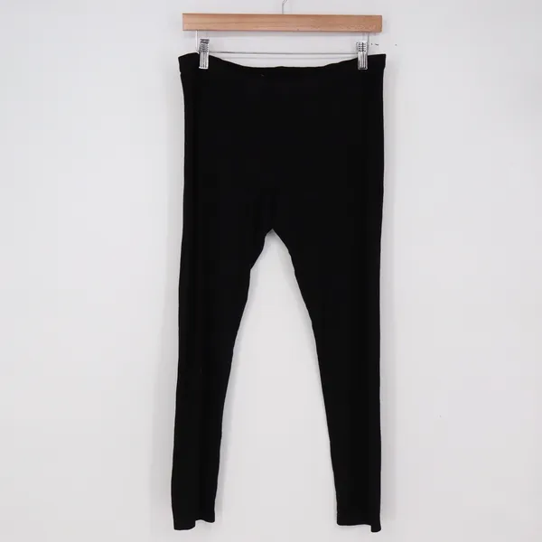 Unbranded Leggings Womens M Solid Black Stretch Knit Athletic Casual Excellent - Image 2